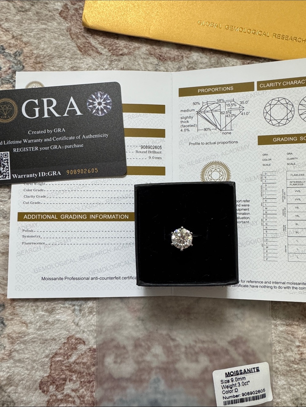 GRA certified Moissanite VVS1 lab diamond equivalent 925 sterling silver ring 4